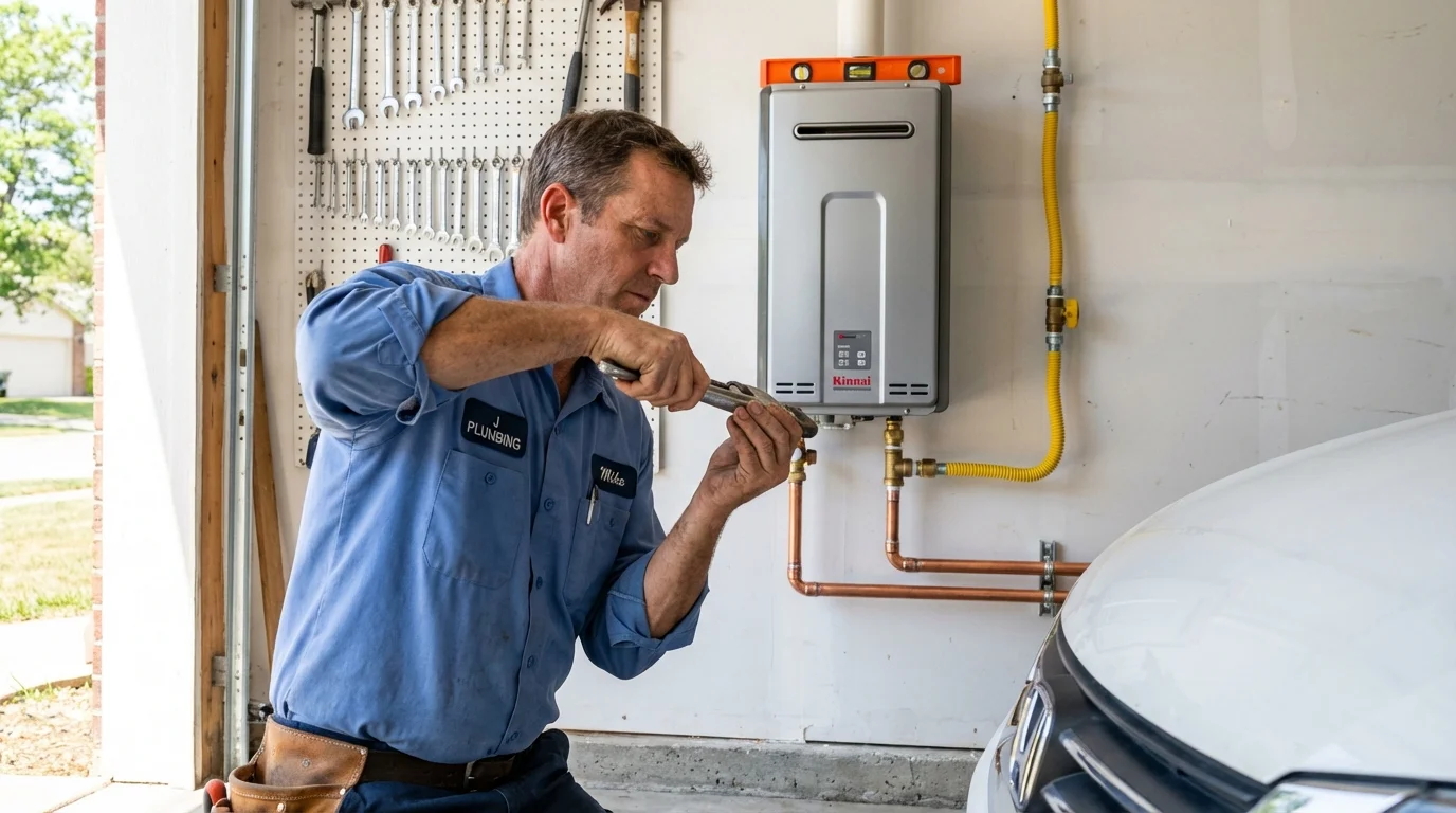 Tankless water heater installation by a Johns Plumbing LLC plumber in Kent